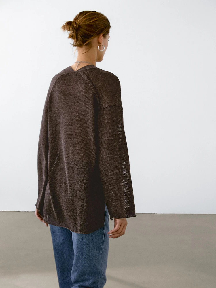 Cardigan oversize en maille fine