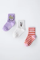 THREE-PACK OF ICE CREAM AND STRIPED PRINT SOCKS