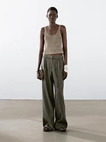 Braided suede leather top