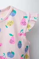 T-SHIRT CÔTELÉ IMPRIMÉ NŒUD