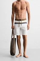 MAILLOT DE BAIN LONG À BANDES