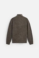 TEXTURED ZIPPERED COLLAR SWEATER