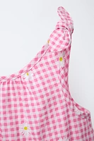 ROBE À CARREAUX VICHY FLEURS