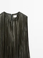 Robe courte à franges en cuir nappa - Studio