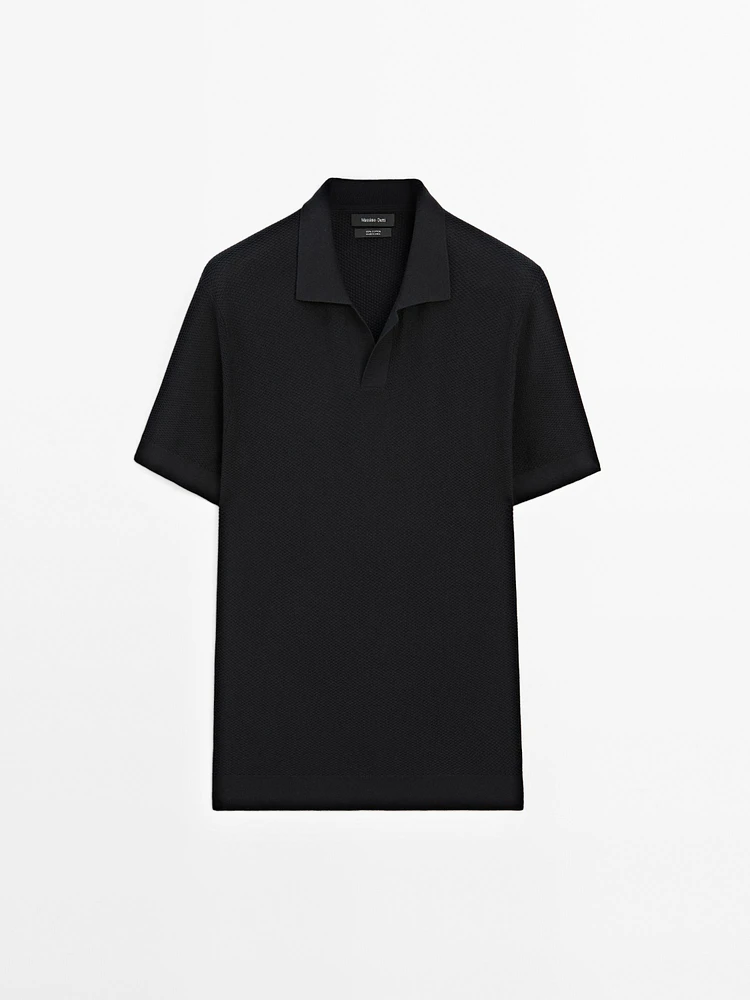 Polo manches courtes en maille texturée