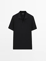 Polo manches courtes en maille texturée