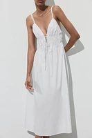 POPLIN MIDI DRESS WITH STRAPS