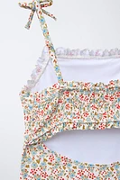 6-14 YEARS/ FLORAL HONEYCOMB SWIMSUIT