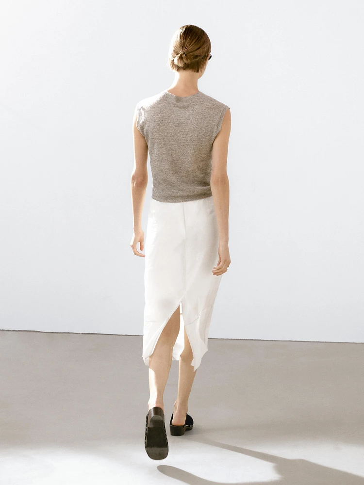 100% linen melange knit vest