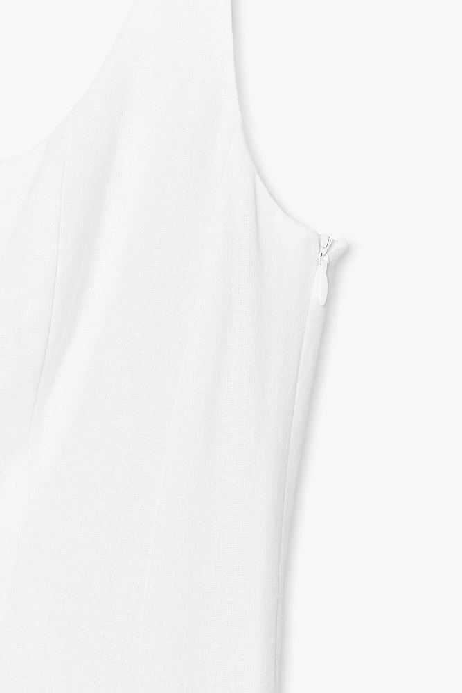 ROBE MIDI À BRETELLES EN LIN
