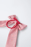 STRIPED BOW CLAW CLIP HAIR TIE