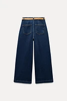 Z1975 BELTED HIGH RISE CROPPED WIDE LEG JEANS