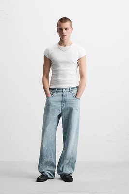 SEAMED BAGGY FIT JEANS