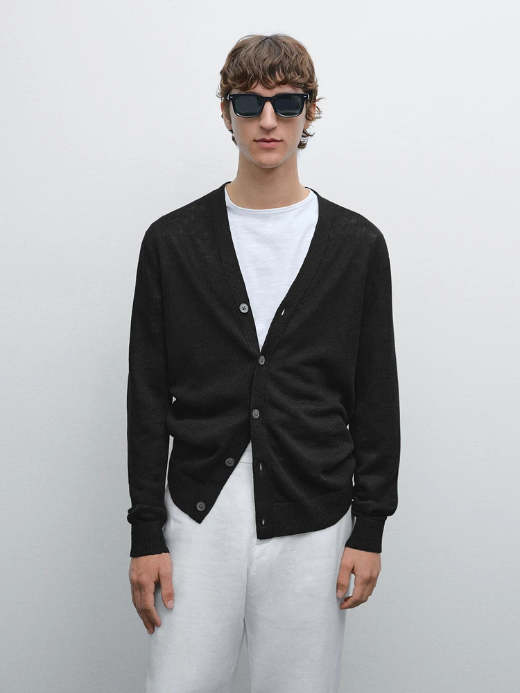 100% linen knit cardigan