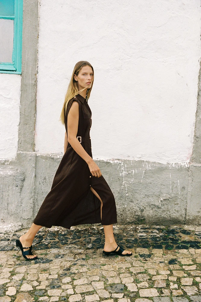 LINEN MIDI DRESS