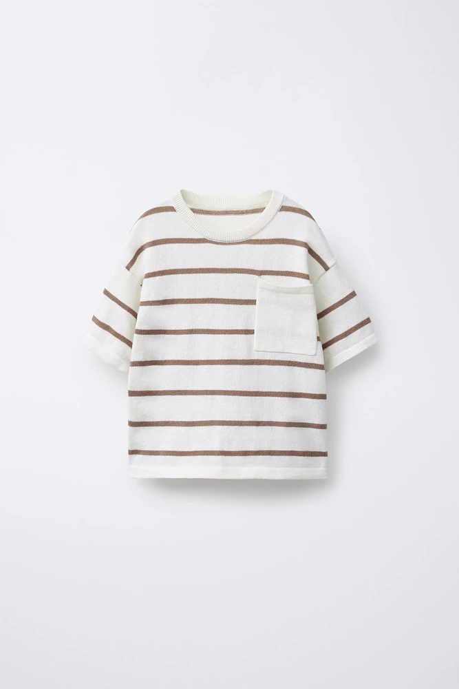 STRIPED KNIT T-SHIRT