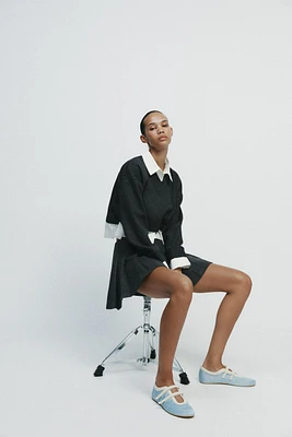 CONTRASTING POPLIN SWEATSHIRT