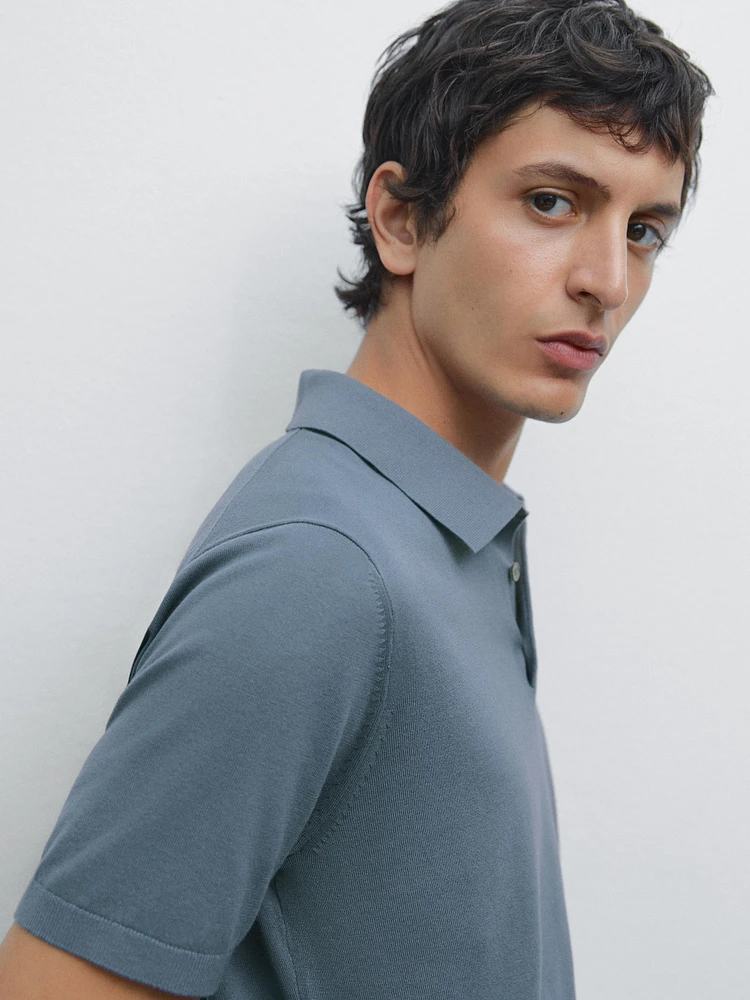 Polo en maille de coton à manches courtes