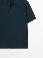 100% cotton textured knit polo shirt