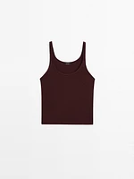 Sleeveless 100% cotton knit T-shirt