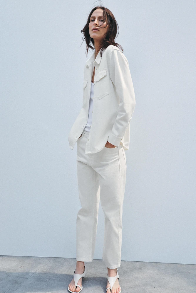 ZW COLLECTION STRAIGHT HIGH-WAIST CROPPED JEANS