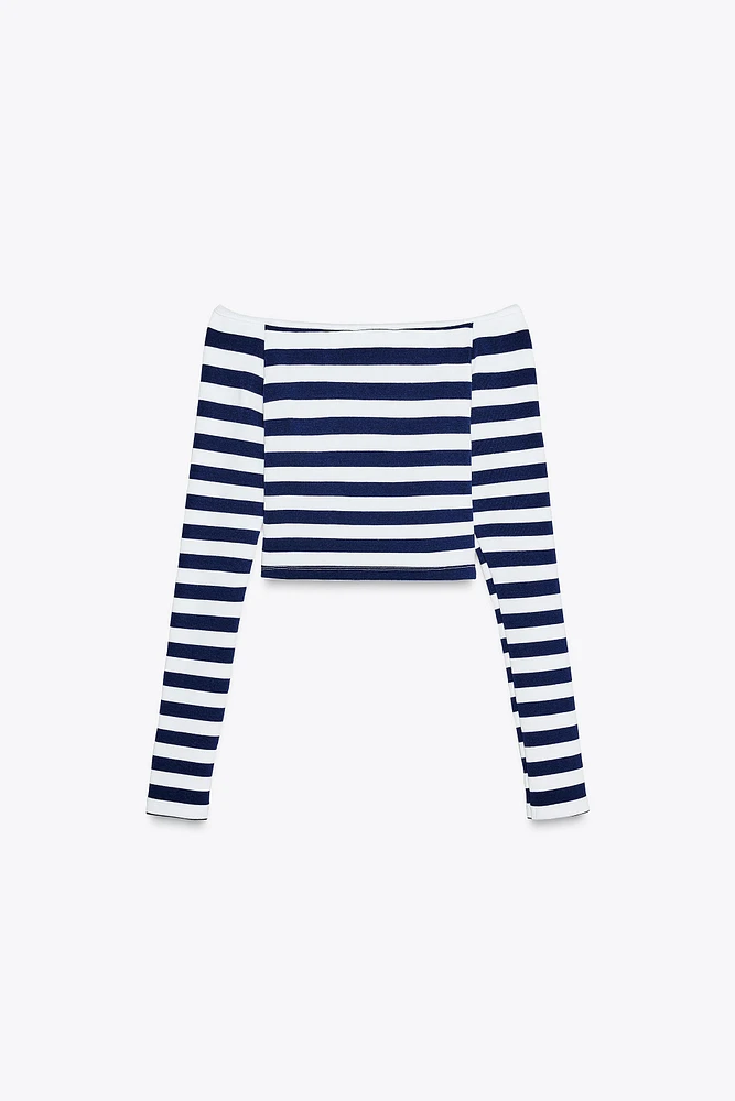 STRIPED COLD SHOULDER TOP