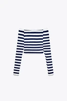 STRIPED COLD SHOULDER TOP