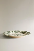 ASSIETTE PLATE FAÏENCE IMPRIMÉ FLEURS