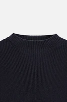 WOOL - COTTON MOCK NECK SWEATER