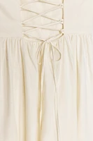 ROBE MIDI AVEC LIN BRETELLES FANTAISIE