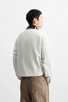 VESTE EN DENIM À COL IMPRIMÉ ANIMAL