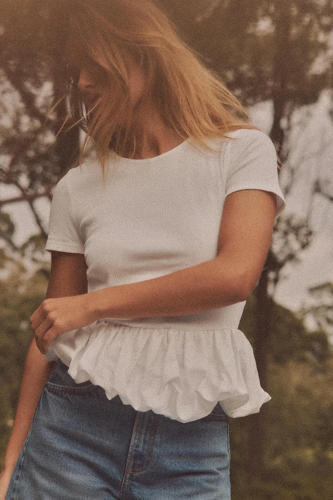 PEPLUM COMBINATION T-SHIRT