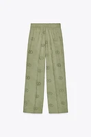 STRAIGHT LEG PANTS WITH OPENWORK EMBROIDERY