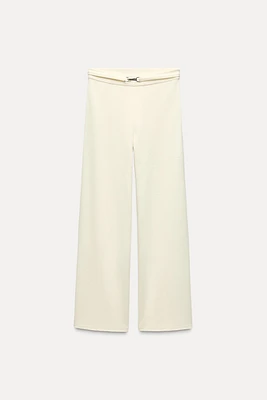 BUCKLE WIDE-LEG PANTS