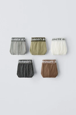 6-14 YEARS/ FIVE-PACK OF TEXT BOXERS