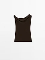 Top drapé avec nœud en coton