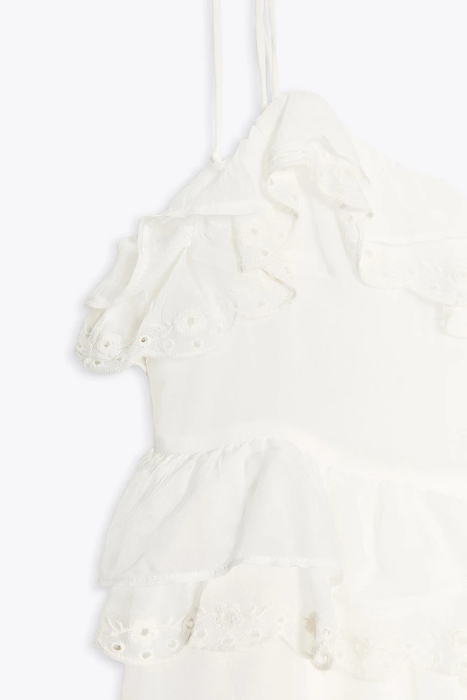 ROBE COURTE À VOLANTS BRODÉS