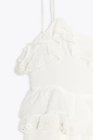 ROBE COURTE À VOLANTS BRODÉS