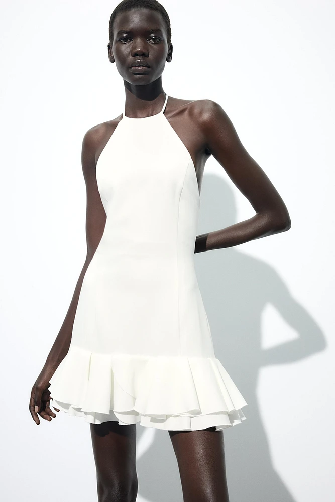 ROBE MINI HALTER À VOLANTS