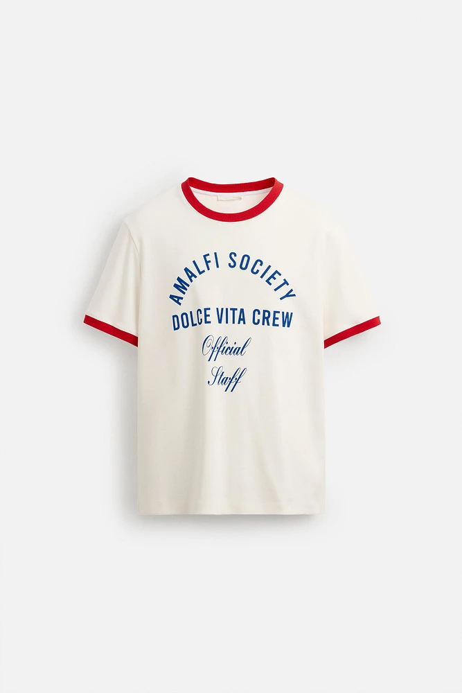TEXT CONTRAST RIB T-SHIRT