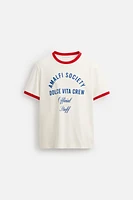 TEXT CONTRAST RIB T-SHIRT