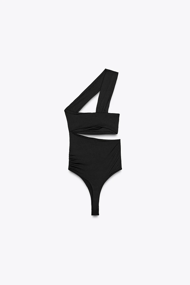 ASYMMETRIC CUT OUT POLYAMIDE BODYSUIT