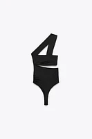 ASYMMETRIC CUT OUT POLYAMIDE BODYSUIT