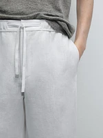 Pantalon jogging 100 % lin
