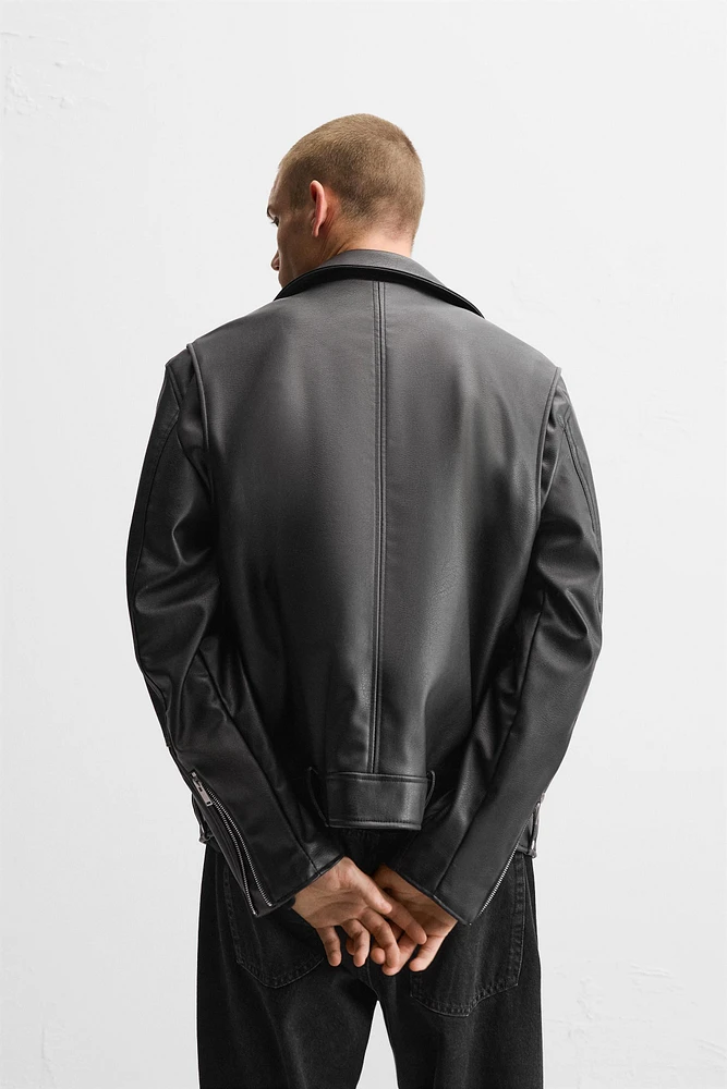 BLOUSON DE MOTARD MATIÈRE SYNTHÈTIQUE