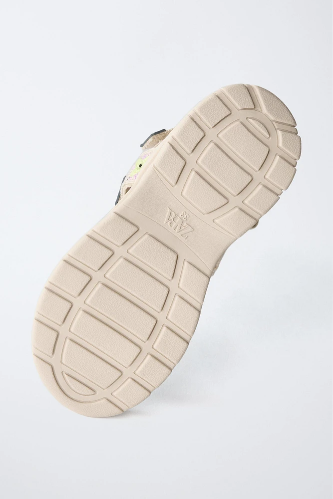 CROCHET EFFECT TECHNICAL SANDALS