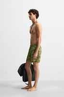 LONG ABSTRACT PRINTED SWIMMING TRUNKS