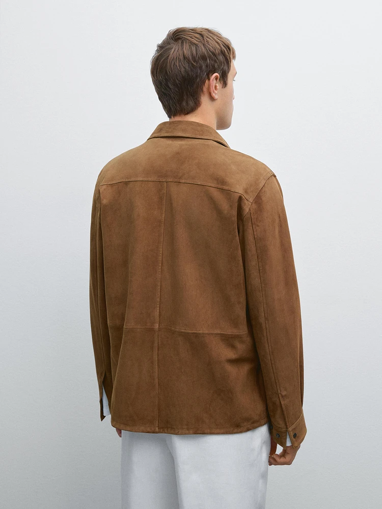 Chemise légère en cuir finition daim