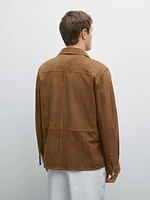 Chemise légère en cuir finition daim