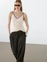 Cotton blend strappy camisole top